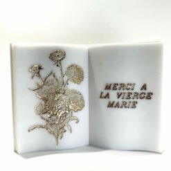 STATUT LIVRE EN ALBÂTRE MERCI A LA VIERGE MARIE 14,6X19,8CM
