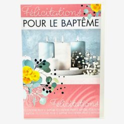 CARTE FELICITATIONS POUR LE BAPTEME BOUGIES FLEURS