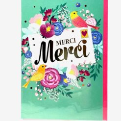 CARTE MERCI OISEAUX FLEURS
