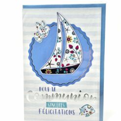 CARTE POUR TA COMMUNION COLOMBE BATEAU