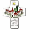 CROIX " BENISSEZ NOTRE MAISON " CERAMIQUE BLANC 9,5X11,5CM