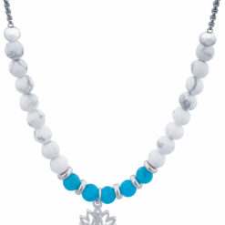 Collier STILIVITA en acier - Collection Médecine naturelle  PERTE DE POIDS FEMME  apatite / howlite blanche / lotus  42+10cm
