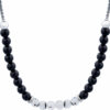 Collier STILIVITA en acier-Collection équilibre-PROTECTION ET BIEN ETRE tourmaline noire/quartz tourmaliné séparateurs-42+10cm