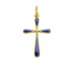 Croix bleue polie - Plaqué-or 25 mm