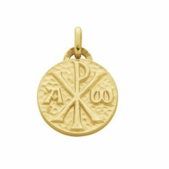 Médaille monogramme du Christ - Plaqué-or 18 mm