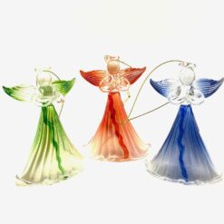 ANGE EN VERRE RAINURE BLEU ROUGE VERT 10CM