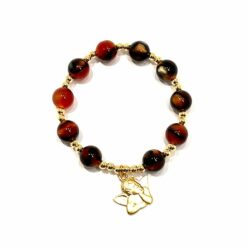 BRACELET DIZAINIER ANGE OEIL DE TIGRE PERLES 10MM