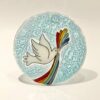 MEDAILLON COLOMBE ARC EN CIEL EN VERRE SOUFFLE D10CM