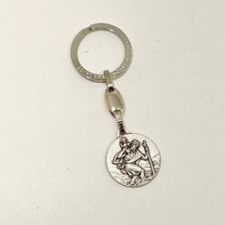 PORTE CLES ST CHRISTOPHE METAL ARGENTE D25MM PC28CE