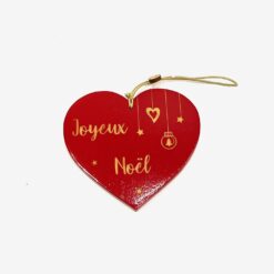 COEUR EN BOIS A SUSPENDRE JOYEUX NOËL