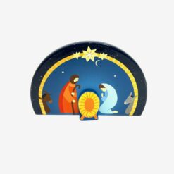NATIVITE AVEC MANGEOIRE REVERSIBLE BLEU 14X9,5CM RDC