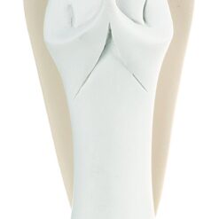 STATUE ANGE PRIEUR AILES BEIGES EN POUDRE DE MARBRE 12CM