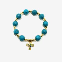 BRACELET DIZAINIER PERLES PLASTIQUE 10MM TURQUOISE