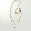 CHAPELET PERLES NACRE OVALES METAL DORE CROIX VIERGE A L'ENFANT