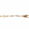 BRACELET PLAQUÉ OR CROIX ET PERLES SYNTHETIQUE BLANCHES 16+3CM