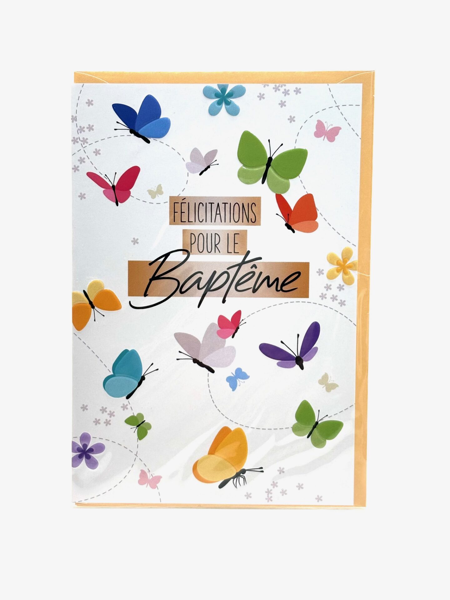 CARTE DOUBLE FELICITATIONS POUR LE BAPTEME PAPILLONS Articles Religieux