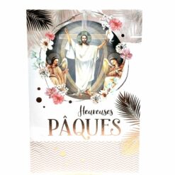 CARTE DOUBLE HEUREUSES PAQUES JESUS CROIX ANGES