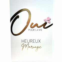 CARTE DOUBLE HEUREUX MARIAGE BLANC OUI POUR LA VIE COEURS
