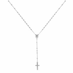 CHAPELET COLLIER AVEC FERMOIR ARGENT RHODIÉ  47CM