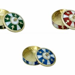 BOÎTE À CHAPELETS EN NACRE ET LAITON    3 COLORIS VERT/ROUGE/BLEU  D7CM