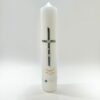 BOUGIE CROIX BLEUE DOREE PAPILLONS FLEURS 265/50MM