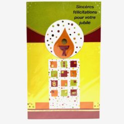 CARTE DOUBLE JUBILE BOUGIE CALICE SINCERES FELICITATIONS POUR VOTRE JUBILE