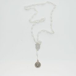 CHAPELET ARGENTE ST ESPRIT PERLES PLASTIQUES GRAINS DE RIZ