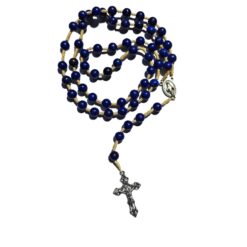 CHAPELET EN PIERRE LAPIS LAZULI SUR CORDE 8MM