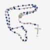 CHAPELET METAL CRISTAL BLEU CROIX MEDAILLE MIRACULEUSE