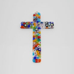 CROIX EN VERRE DE MURANO MILLEFIORI 15CM