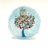MEDAILLON EN VERRE SOUFFLE ARBRE DE VIE COLOMBE COEURS D10CM