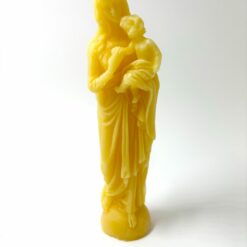 STATUE VIERGE A L'ENFANT EN CIRE D'ABEILLE H19CM