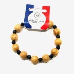 BRACELET EN BOIS D'OLIVIER 12MM ET PIERRE DE LAVE 6MM