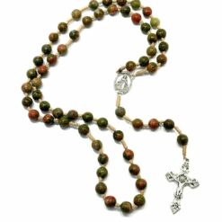 CHAPELET EN PIERRE UNAKITE PERLE 8MM SUR CORDE