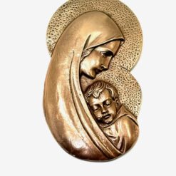 MEDAILLON VIERGE ENFANT TENDRESSE EN BRONZE 15X8CM
