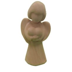 STATUE BOIS SCULPTE ANGELOT COEUR COULEUR NATUREL 5CM