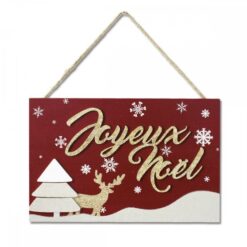 CADRE BOIS ROUGE A SUSPENDRE JOYEUX NOEL RECTANGULAIRE 30X20CM