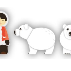 ESQUIMAU ET OURS EN BOIS TOURNÉ 10CM + BOITE