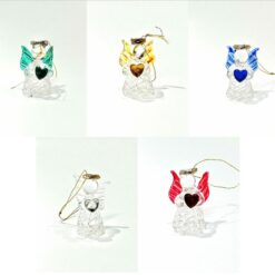 ANGE VERRE COEUR BLANC 5CM BLANC/ROUGE/VERT/JAUNE/BLEU/TURQUOISE C