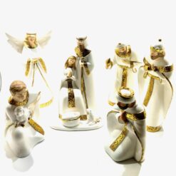 CRECHE PORCELAINE NATIVITE+ROIS MAGES+ANGE+BERGER 21CM FG403