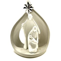 SAINTE FAMILLE NOEL EN RESINE  TAUPE CLAIR 14,5X12CM JC402