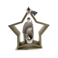 SAINTE FAMILLE RESINE ETOILE NOEL GRIS CLAIR 17X16CM