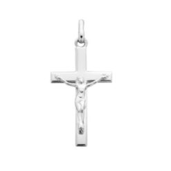 CROIX AVEC CHRIST EN ARGENT RHODIE 22MM
