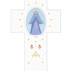 CROIX BOIS BLANCHE LOUANGE  VIERGE MIRACULEUSE  15X10CM
