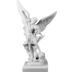 STATUE ST MICHEL  EN ALBATRE 20CM  BLANC