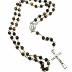 CHAPELET OEIL DE TIGRE MEDAILLE MIRACULEUSE CROIX CHRIST
