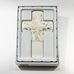 CROIX ARBRE DE VIE PORCELAINE 9X13CM