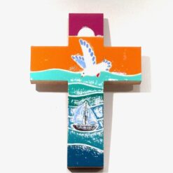CROIX BOIS COLOMBE BATEAU 10,5X7,5CM ES208S