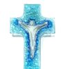 CROIX EN VERRE SOUFLE CHRIST EN GLOIRE 12X8CM ET64CI