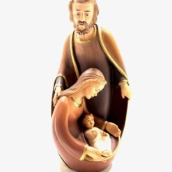 STATUE SAINTE FAMILLE EN BOIS PEINTE A LA MAIN JESUS AMOVIBLE 23X12CM